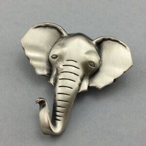 Vintage Elephant Silvertone Metal Brooch Pin No Tusks